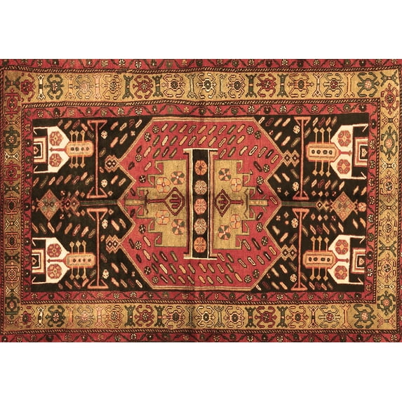 Ahgly Company Indoor Rectangle Abstract Brown Contemporary Area Rugs, 2' x 3'