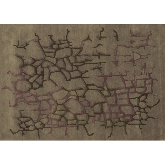 Ahgly Company Indoor Rectangle Abstract Brown Contemporary Area Rugs, 2' x 3'