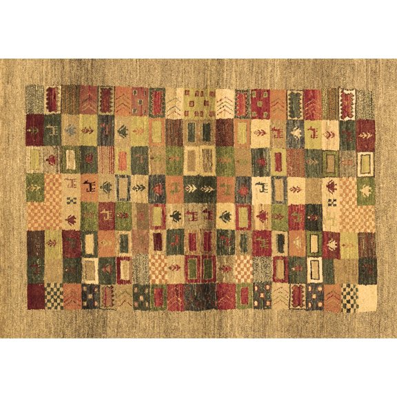 Ahgly Company Indoor Rectangle Abstract Brown Contemporary Area Rugs, 5' x 7'