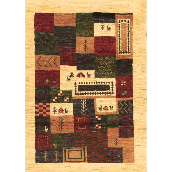 Ahgly Company Indoor Rectangle Abstract Brown Contemporary Area Rugs, 5' x 8'