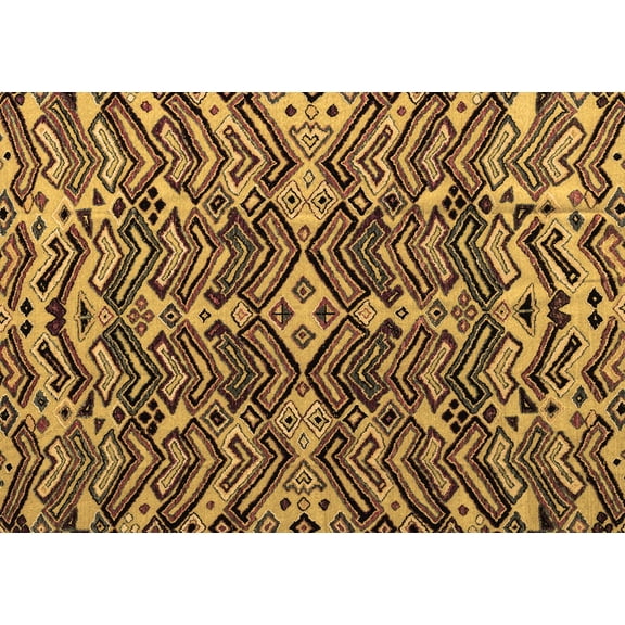Ahgly Company Indoor Rectangle Abstract Brown Modern Area Rugs, 2' x 3'