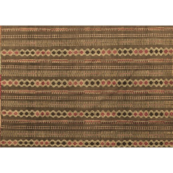 Ahgly Company Indoor Rectangle Abstract Brown Modern Area Rugs, 2' x 3'