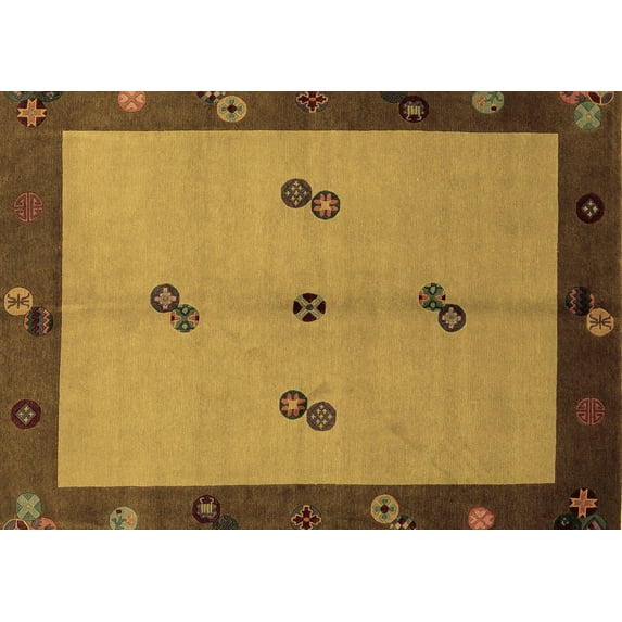 Ahgly Company Indoor Rectangle Abstract Brown Modern Area Rugs, 5' x 7'