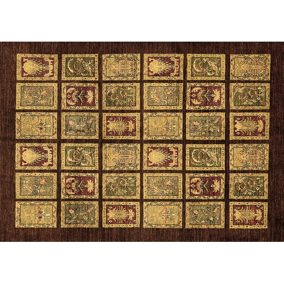 Ahgly Company Indoor Rectangle Abstract Brown Modern Area Rugs, 8' x 10'