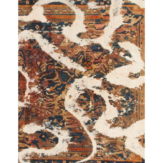 Ahgly Company Indoor Rectangle Abstract Brown Sugar Brown Area Rugs, 7' x 9'