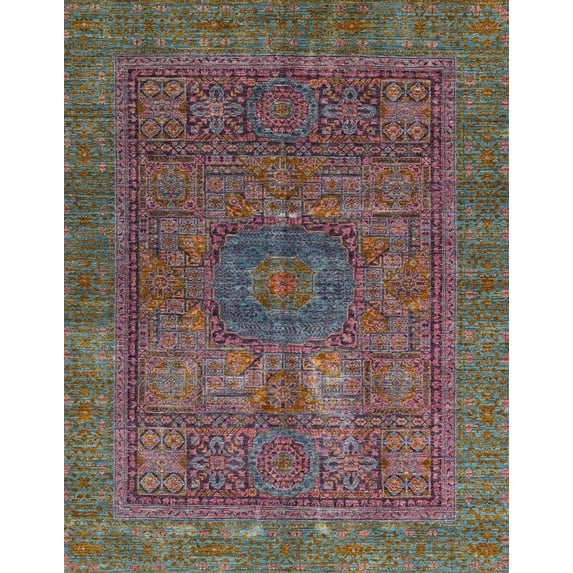 Ahgly Company Indoor Rectangle Abstract Chestnut Brown Area Rugs, 8' x 10'