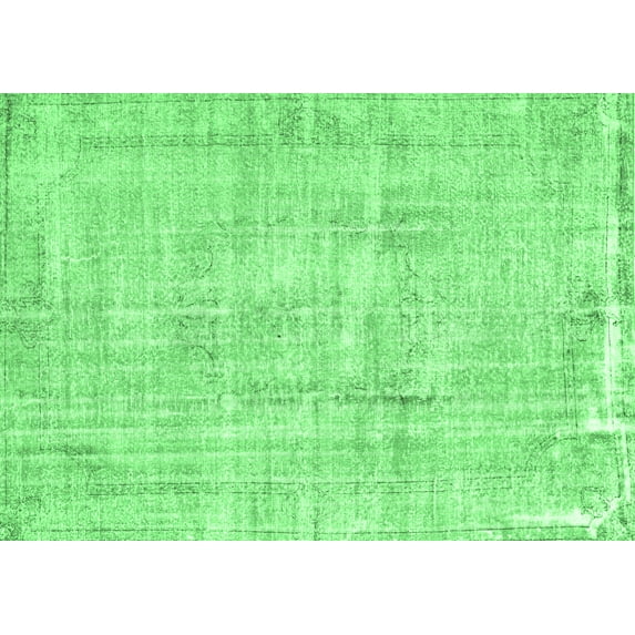 Ahgly Company Indoor Rectangle Abstract Emerald Green Contemporary Area Rugs, 2' x 5'