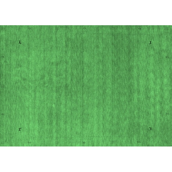 Ahgly Company Indoor Rectangle Abstract Emerald Green Contemporary Area Rugs, 3' x 5'