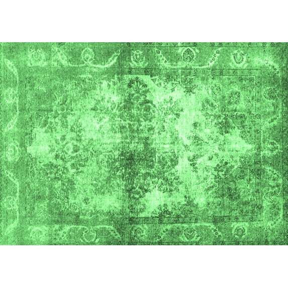 Ahgly Company Indoor Rectangle Abstract Emerald Green Contemporary Area Rugs, 7' x 9'