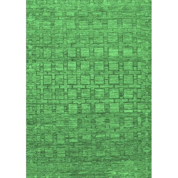 Ahgly Company Indoor Rectangle Abstract Emerald Green Contemporary Area Rugs, 7' x 9'