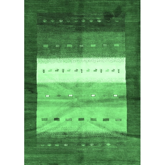 Ahgly Company Indoor Rectangle Abstract Emerald Green Contemporary Area Rugs, 8' x 10'