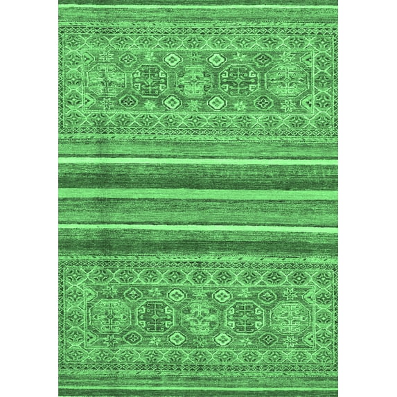Ahgly Company Indoor Rectangle Abstract Emerald Green Modern Area Rugs, 2' x 3'