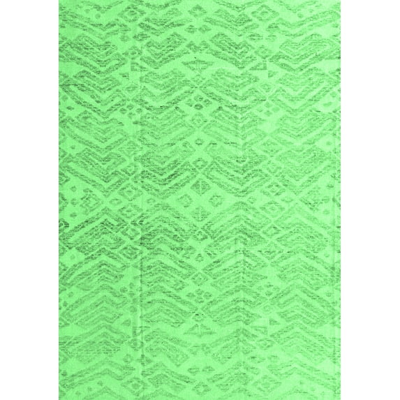 Ahgly Company Indoor Rectangle Abstract Emerald Green Modern Area Rugs, 4' x 6'