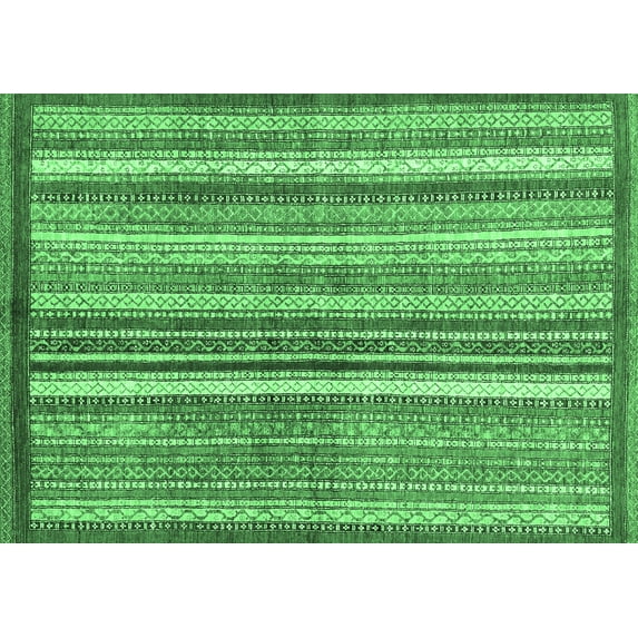 Ahgly Company Indoor Rectangle Abstract Emerald Green Modern Area Rugs, 4' x 6'