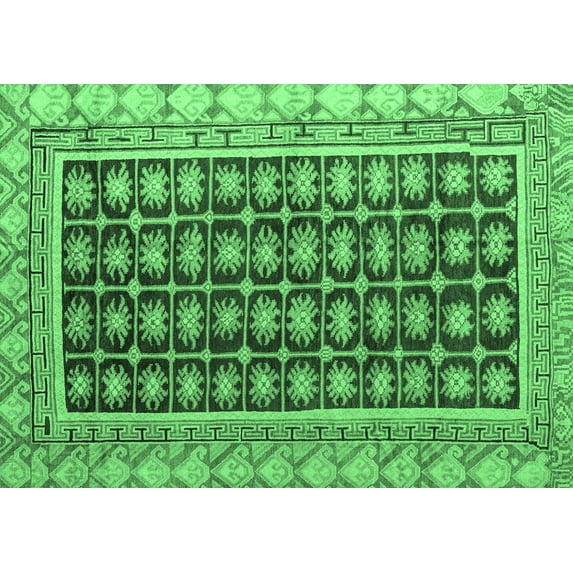 Ahgly Company Indoor Rectangle Abstract Emerald Green Modern Area Rugs, 4' x 6'