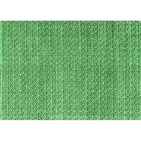 Ahgly Company Indoor Rectangle Abstract Emerald Green Modern Area Rugs, 5' x 7'