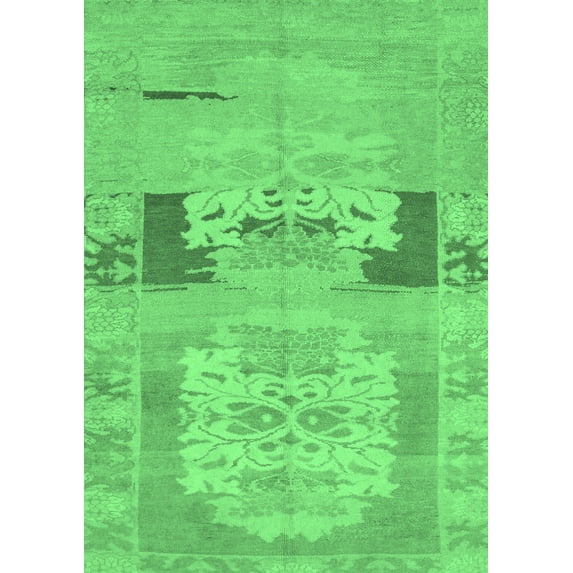 Ahgly Company Indoor Rectangle Abstract Emerald Green Modern Area Rugs, 7' x 10'