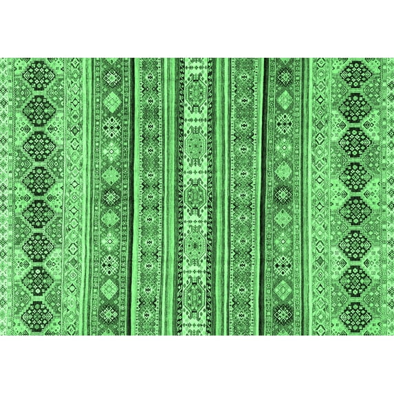 Ahgly Company Indoor Rectangle Abstract Emerald Green Modern Area Rugs, 7' x 9'