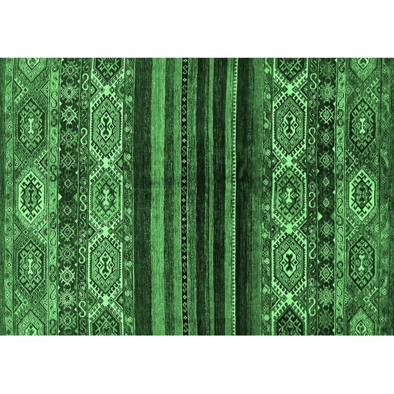 Ahgly Company Indoor Rectangle Abstract Emerald Green Modern Area Rugs, 8' x 10'