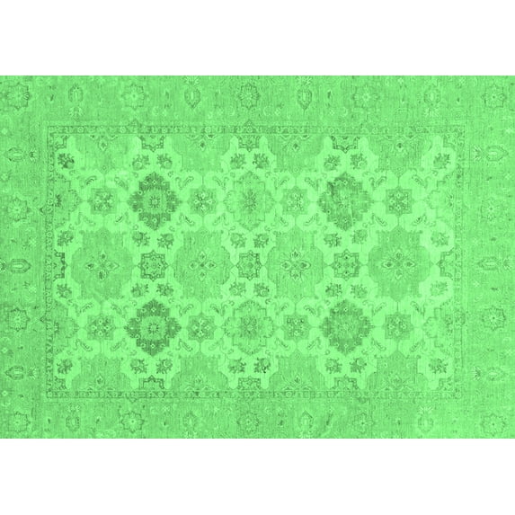 Ahgly Company Indoor Rectangle Abstract Emerald Green Modern Area Rugs, 8' x 10'