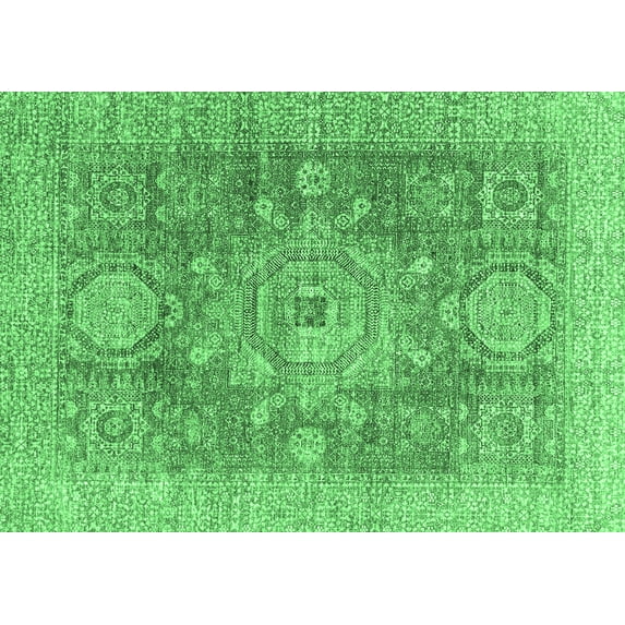 Ahgly Company Indoor Rectangle Abstract Emerald Green Modern Area Rugs, 8' x 12'
