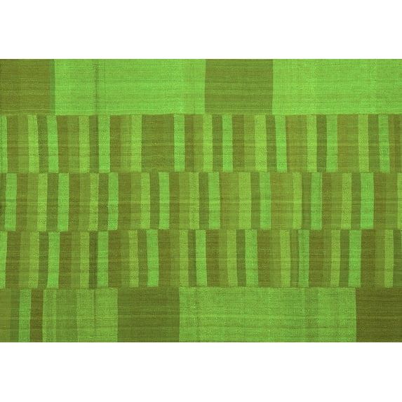 Ahgly Company Indoor Rectangle Abstract Green Contemporary Area Rugs, 3' x 5'