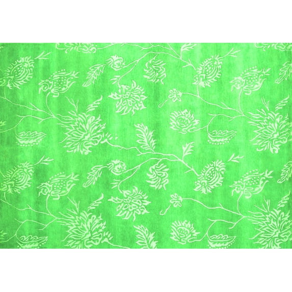 Ahgly Company Indoor Rectangle Abstract Green Contemporary Area Rugs, 5' x 8'