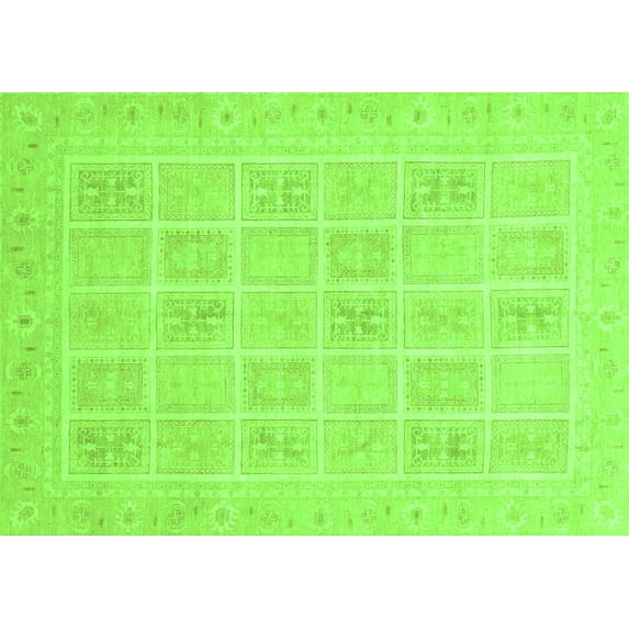 Ahgly Company Indoor Rectangle Abstract Green Modern Area Rugs, 2' x 4'