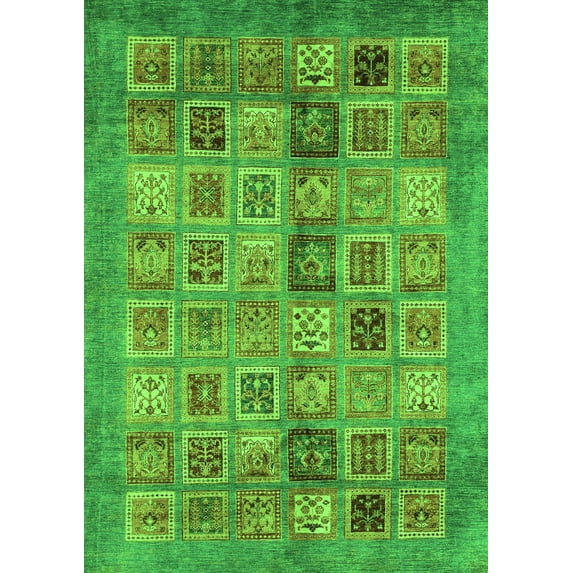 Ahgly Company Indoor Rectangle Abstract Green Modern Area Rugs, 2' x 4'