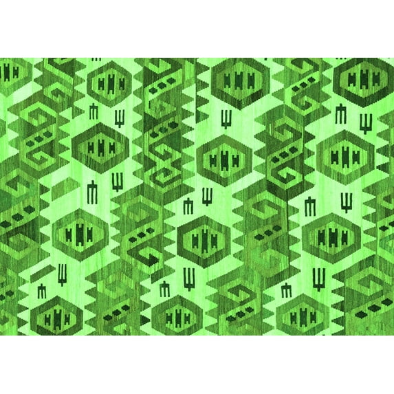 Ahgly Company Indoor Rectangle Abstract Green Modern Area Rugs, 2' x 5'
