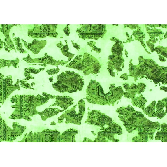 Ahgly Company Indoor Rectangle Abstract Green Modern Area Rugs, 2' x 5'