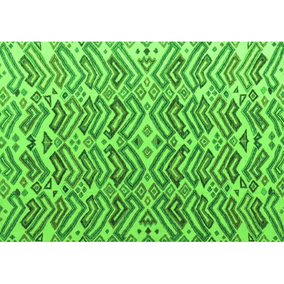 Ahgly Company Indoor Rectangle Abstract Green Modern Area Rugs, 2' x 5'