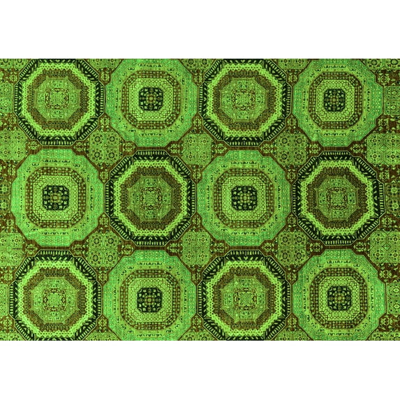 Ahgly Company Indoor Rectangle Abstract Green Modern Area Rugs, 2' x 5'