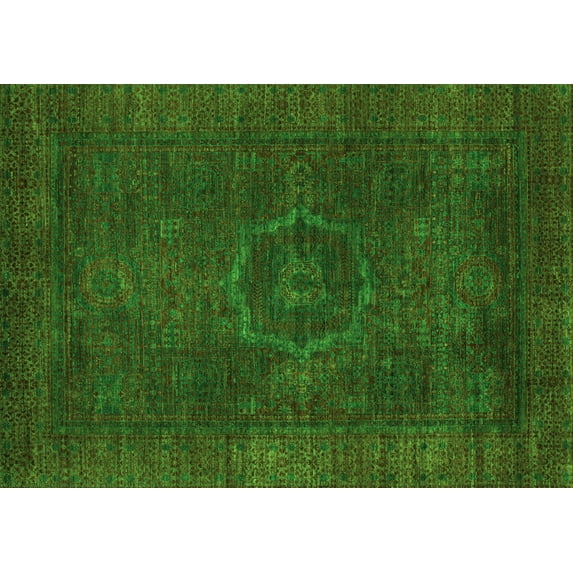 Ahgly Company Indoor Rectangle Abstract Green Modern Area Rugs, 3' x 5'