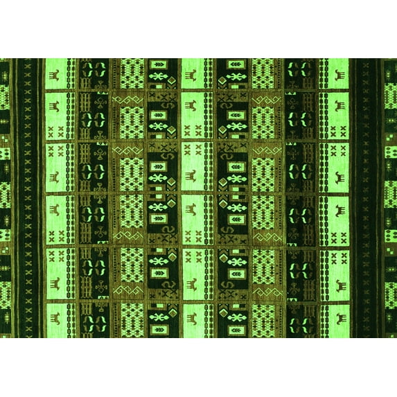 Ahgly Company Indoor Rectangle Abstract Green Modern Area Rugs, 3' x 5'