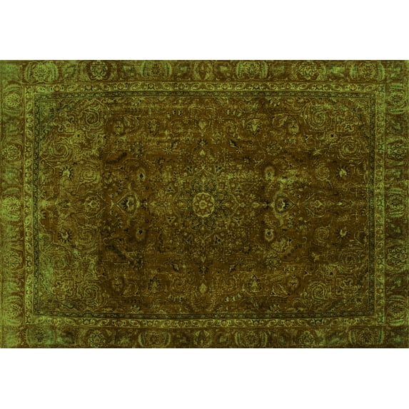 Ahgly Company Indoor Rectangle Abstract Green Modern Area Rugs, 4' x 6'