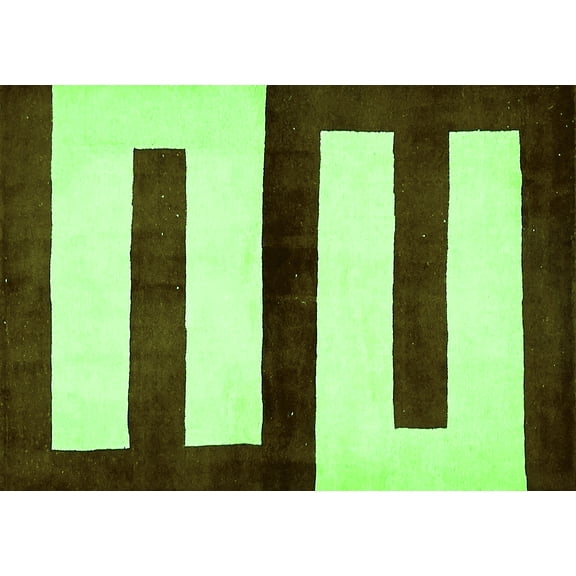 Ahgly Company Indoor Rectangle Abstract Green Modern Area Rugs, 5' x 7'