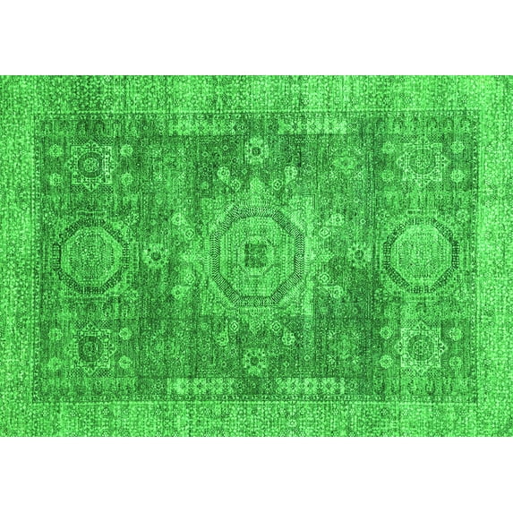 Ahgly Company Indoor Rectangle Abstract Green Modern Area Rugs, 5' x 7'