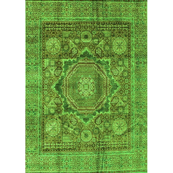 Ahgly Company Indoor Rectangle Abstract Green Modern Area Rugs, 6' x 9'