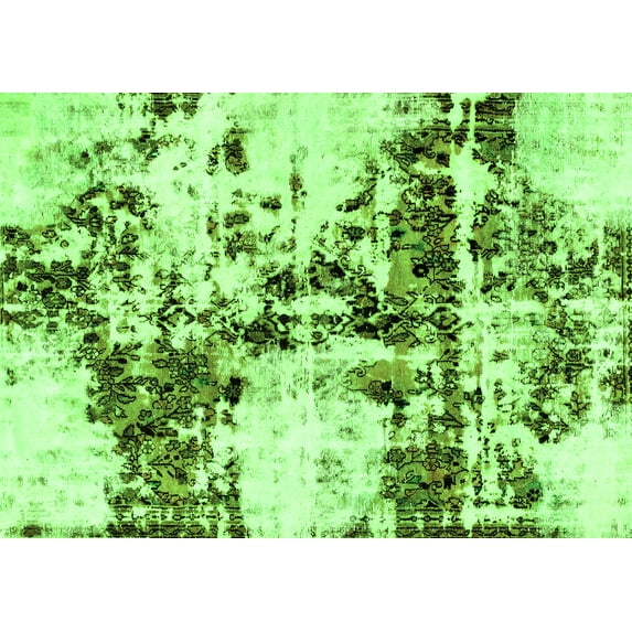 Ahgly Company Indoor Rectangle Abstract Green Modern Area Rugs, 7' x 10'