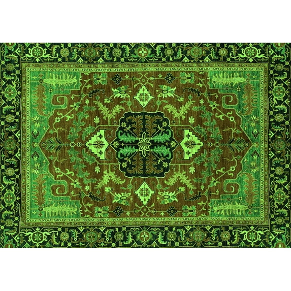 Ahgly Company Indoor Rectangle Abstract Green Modern Area Rugs, 7' x 9'