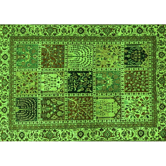 Ahgly Company Indoor Rectangle Abstract Green Modern Area Rugs, 8' x 12'