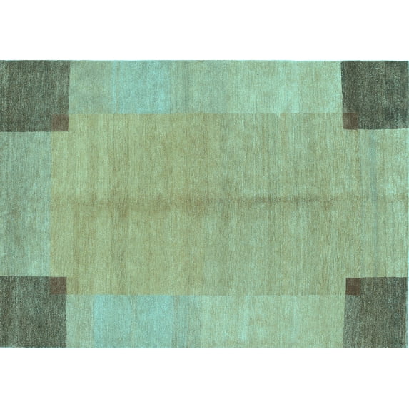 Ahgly Company Indoor Rectangle Abstract Light Blue Contemporary Area Rugs, 4' x 6'