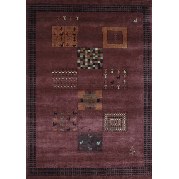 Ahgly Company Indoor Rectangle Abstract Light Blue Contemporary Area Rugs, 5' x 7'