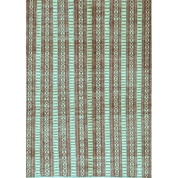 Ahgly Company Indoor Rectangle Abstract Light Blue Contemporary Area Rugs, 8' x 10'