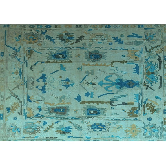 Ahgly Company Indoor Rectangle Abstract Light Blue Modern Area Rugs, 2' x 3'
