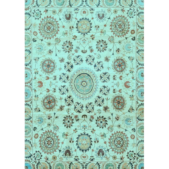 Ahgly Company Indoor Rectangle Abstract Light Blue Modern Area Rugs, 3' x 5'