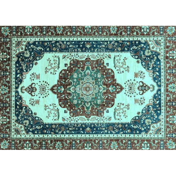 Ahgly Company Indoor Rectangle Abstract Light Blue Modern Area Rugs, 3' x 5'