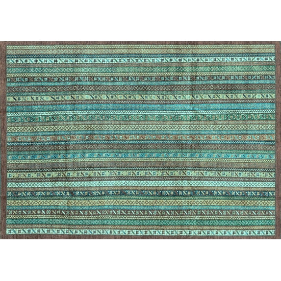 Ahgly Company Indoor Rectangle Abstract Light Blue Modern Area Rugs, 4' x 6'