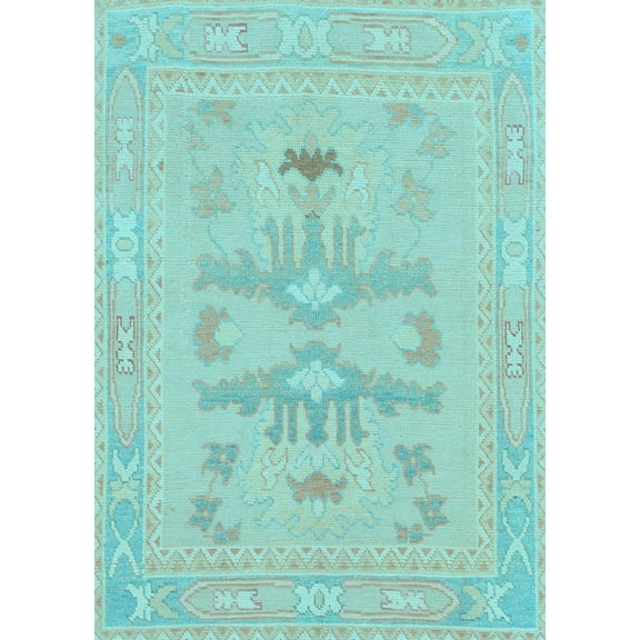 Ahgly Company Indoor Rectangle Abstract Light Blue Modern Area Rugs, 5' x 7'